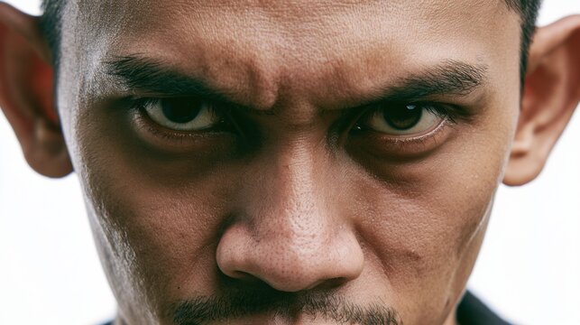Man serious face portrait white background
