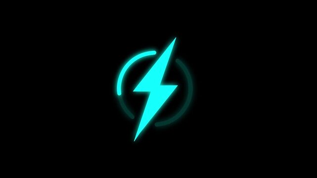 Lightning  icon, 3D animation video.