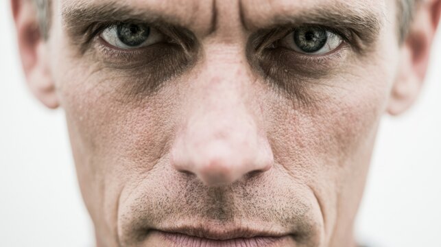 Man serious face portrait white background