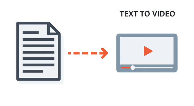 Document to video conversion flat icon on white background