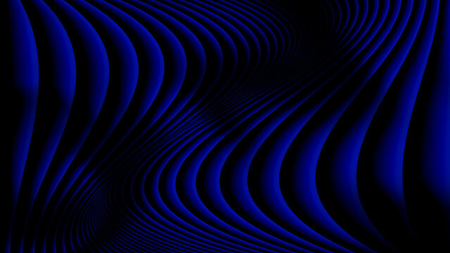 Smooth flowing deep‑blue and black wavy parallel lines creating a dynamic abstract pattern with depth, motion and modern digital texture.