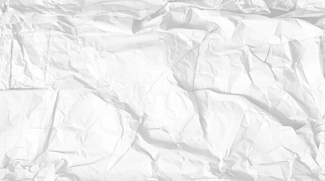 Texture of white crumpled paper background isolated on transparent background