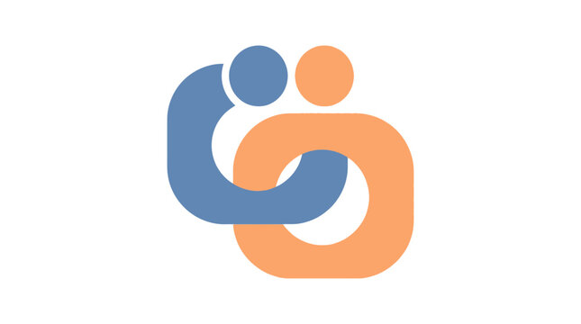 Abstract graphic of two stylized figures embracing, symbolizing connection and support.