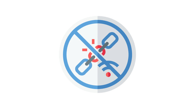 This icon symbolizes a broken connection or a network outage, indicating no internet or link availability.