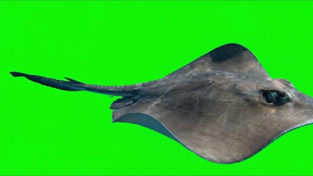 Fish Video of one sharpnose skate stingray are swimming on the green screen background