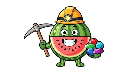 Obraz premium Cartoon green alien with colorful backpack and gadgets.