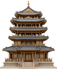 Obraz premium Traditional wooden architectural model of an Asian pagoda isolated PNG