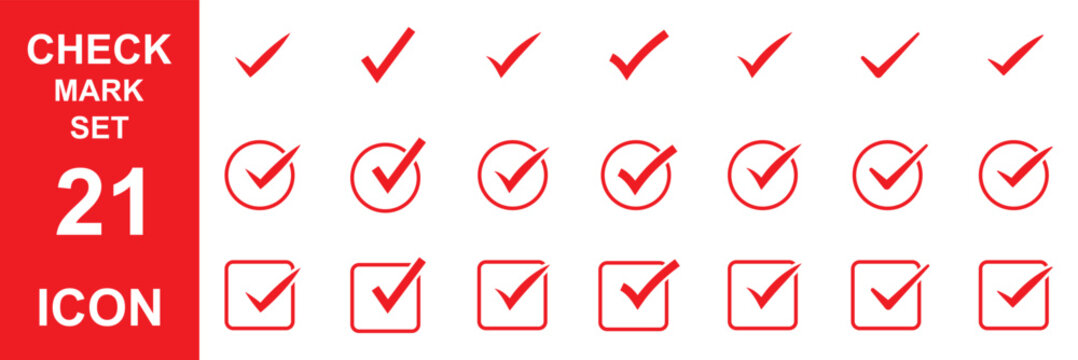 check mark and cross icon set featuring accept, reject, approve, cancel, verify, and validation symbols.