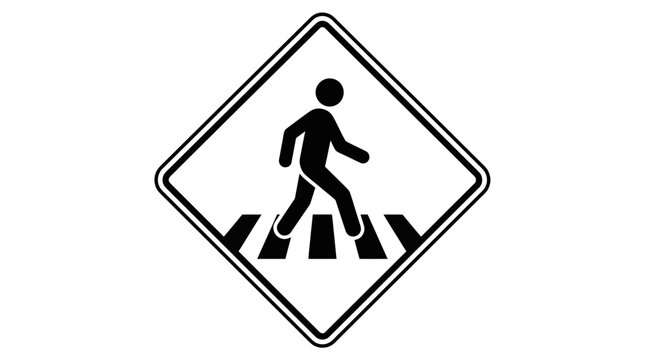 Pedestrian Crossing Sign: Silhouette of a person walking on a crosswalk
