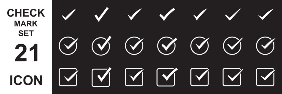Check Mark and Cross Line Icon Set &ndash; Modern Outline Tick, Close, Accept and Reject Symbols Collection