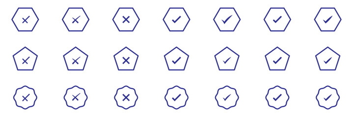 Set of approved check sign, icons of approval check ,set of tick mark icon, set of ticks icon, set of tick, quality sign, quality check, quality check © Hike Studio 6