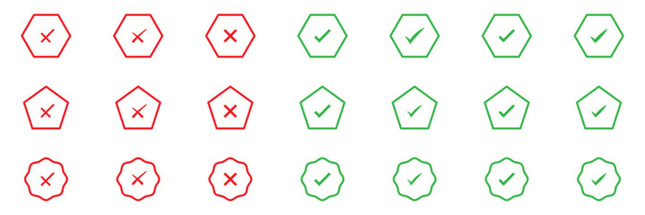 Set of approved check sign, icons of approval check ,set of tick mark icon, set of ticks icon, set of tick, quality sign, quality check, quality check © Hike Studio 6