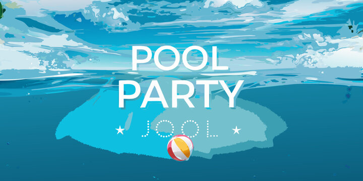Underwater view with beach ball vector illustration for summer recreation