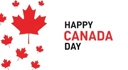 Obraz premium Happy canada day celebration with maple leaves and canadian flag colors