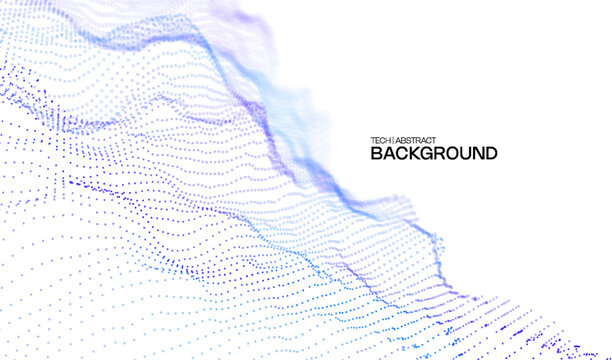 Abstract future ai background with blue big data and digital dots for tech and technology science presentation. Line cyber business network 3d backdrop. Connection graphic design