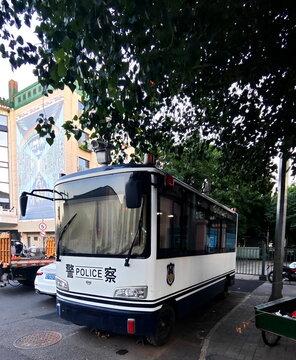 Beijing, China - May 29, 2026. Chinese Police Bus