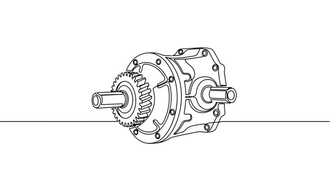 Detailed technical illustration of a mechanical gear system integrated within a complex machine component