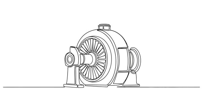 Technical Line Drawing of a Machinery Component Highlighting Engineering Design and Structural Details for Mechanical Analysis