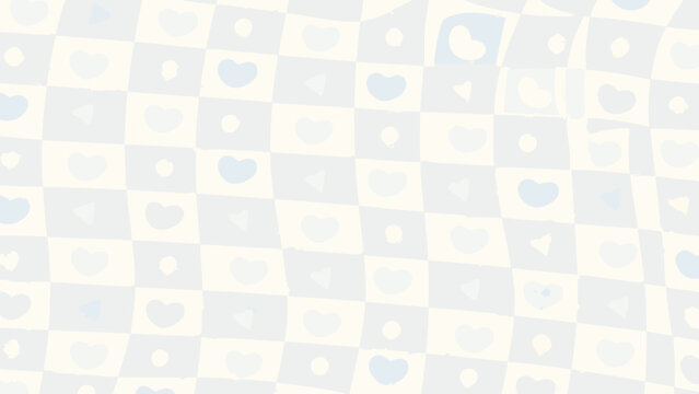light blue checkered background with repeating heart and square shapes seamless pattern high quality professional