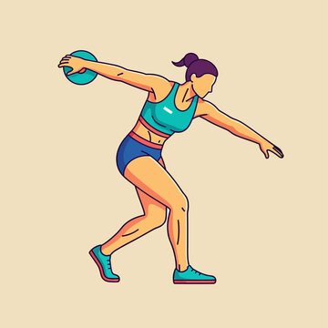 Female Discus Thrower Athlete - Sport Illustration