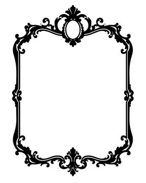 Rectangle frame incorporates a central medallion detail at the top edge complemented by stylized scrollwork borders for professional stationery or artistic layouts.