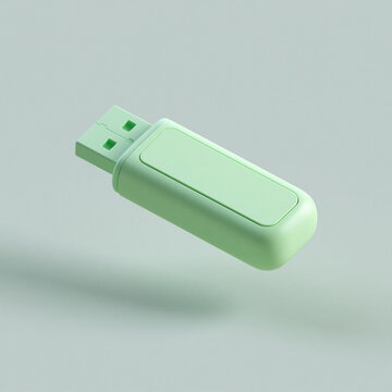 pastel mint green usb flash drive, minimalist mint green usb storage device, modern pastel green memory stick mockup