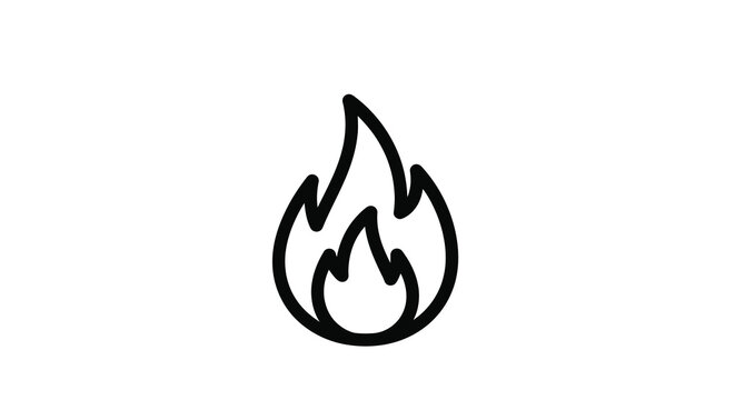 Flame Silhouette On White Background A Simple Linear Illustration