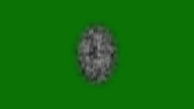 Pixelated black and white circular mosaic grid on censorship effect isolated on Transparent green Screen Background, Censored animation pixelated blur privacy restricted content and video editing. 4k