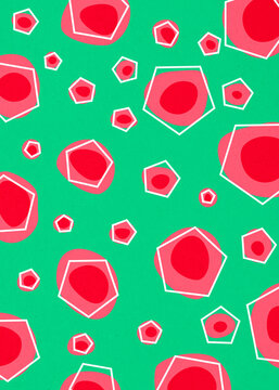 Abstract geometric pentagon pattern on green background
