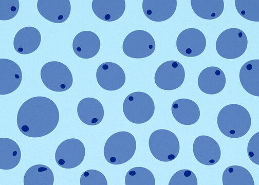 Playful abstract blueberry pattern on light blue background