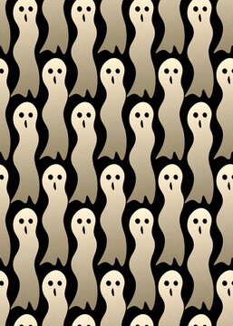 Seamless pattern of spooky floating ghost illustration