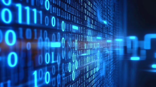 Futuristic Digital Data Stream with Binary Code and Big Data Processing in Cyber Security Landscape