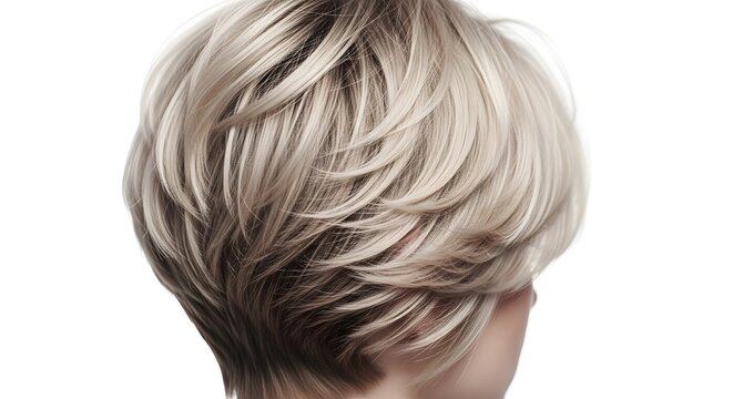 Short Pixie Cut Hair Detail on Female Model, Studio Shot