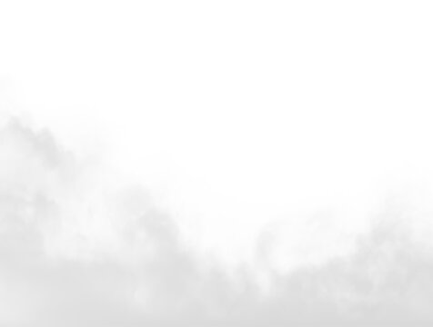 Realistic white smoke or fog effect with drifting white cloud layers on transparent png overlay background giving atmospheric cinematic effects for nature and fantasy projects image light steam this