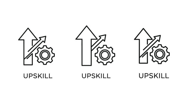 Upskill Icon Set Line Art Style On White Background