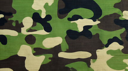 Fototapeta premium Camouflage fabric pattern with green, brown, and beige colors for outdoor use