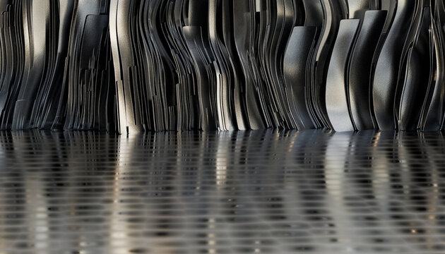 Abstract metallic wave background with distorted reflection