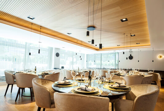 Interior of a fancy restaurant