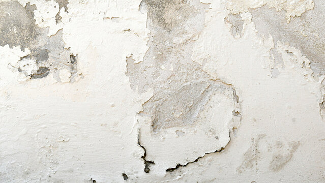 Peeling painted concrete wall. Leaking rain cause the wall and ceiling cracked.