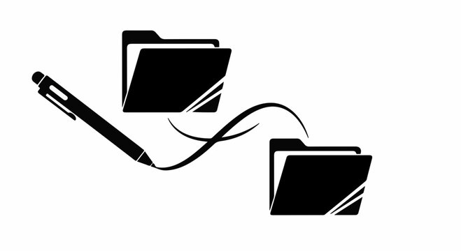 Digital document transfer with pen icon symbolizing creation and organization