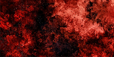 Crimson nebula with vibrant red clouds swirling with dark cosmic dust, resembling a celestial inferno, punctuated by distant star specks. © LumenCraft