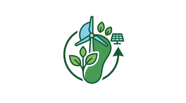 Green Footprint Icon: Renewable Energy, Sustainability, Ecology, Eco-friendly