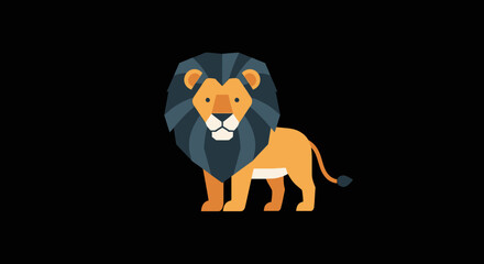 Proud lion with dark blue mane in standing profile © fajri