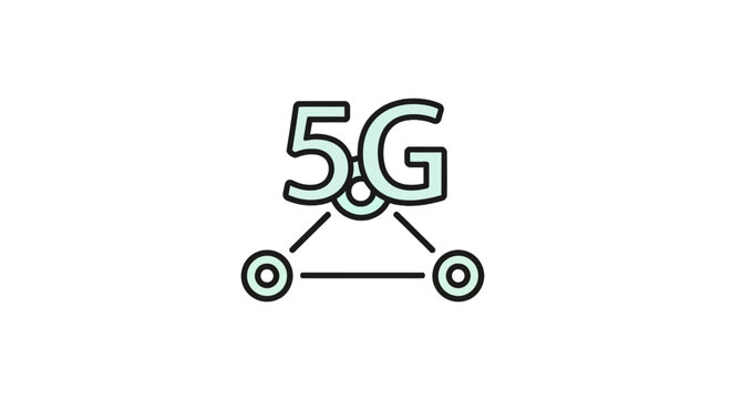 Five g high speed internet connection icon in light green