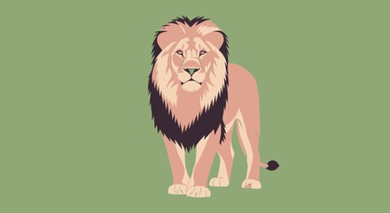 Front view of a majestic lion with dark mane © fajri