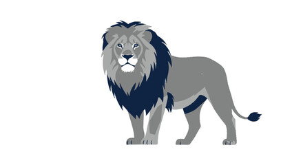 Majestic standing lion with dark mane in gray tones © fajri