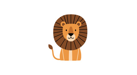 Friendly cartoon lion with circular brown mane © fajri