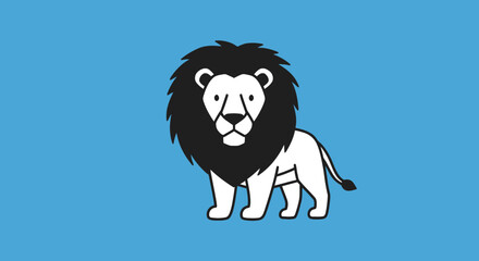 Stylized lion icon with black mane on blue background © fajri