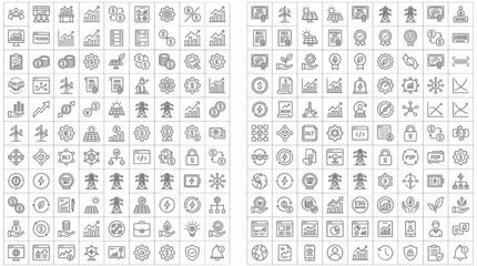 Fototapeta premium Collection of business and finance icons in line style