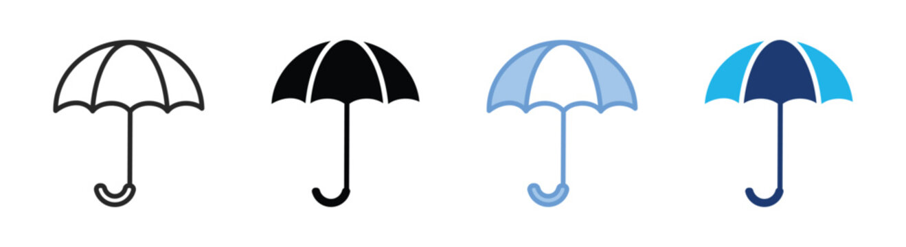 Umbrella icon set multiple style collection